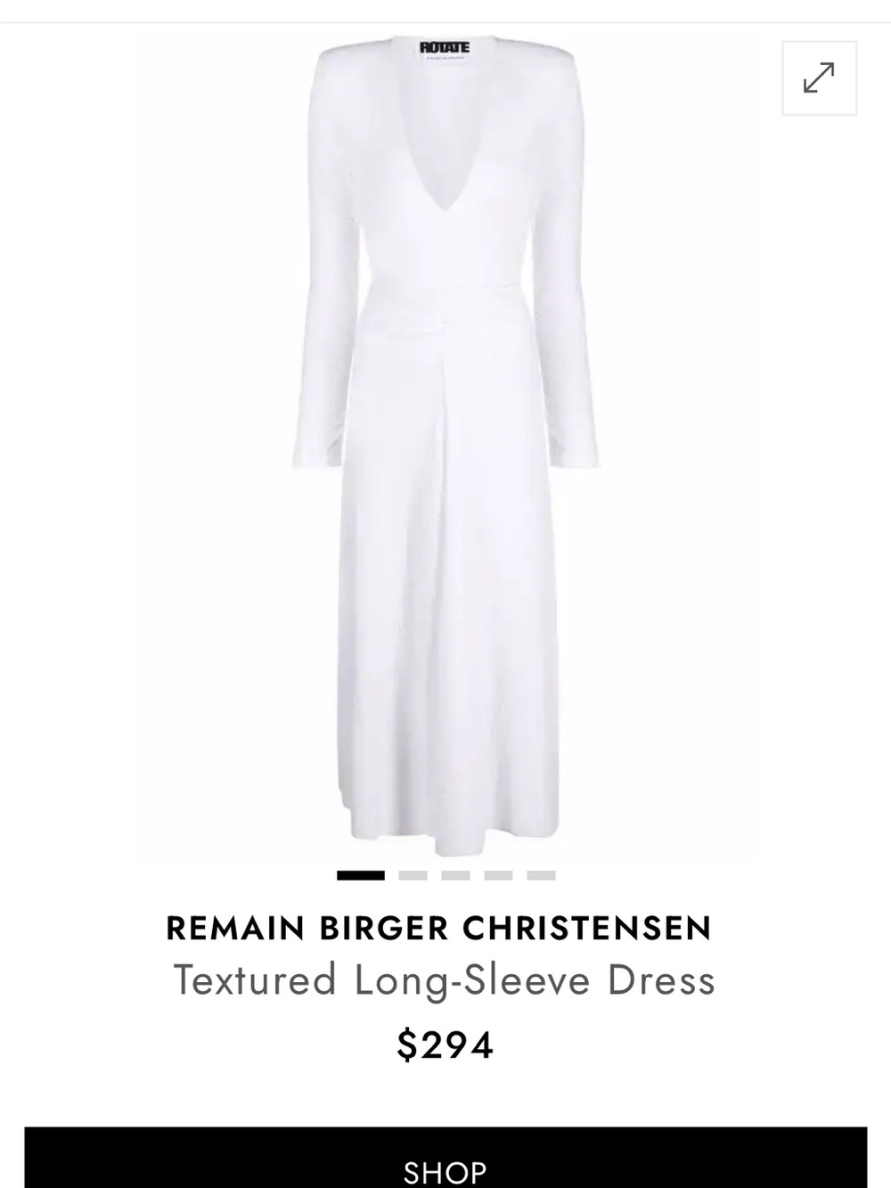 Rotate Birger Christensen Lili White Textured Midi Dress Size 34 NWT